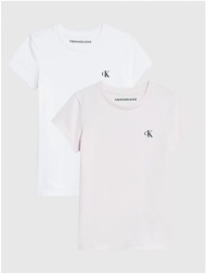 set of two girls` t-shirts in pink and white calvin klein jea - girls