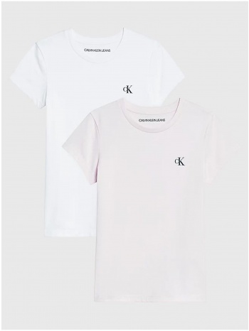 set of two girls` t-shirts in pink and white calvin klein σε προσφορά