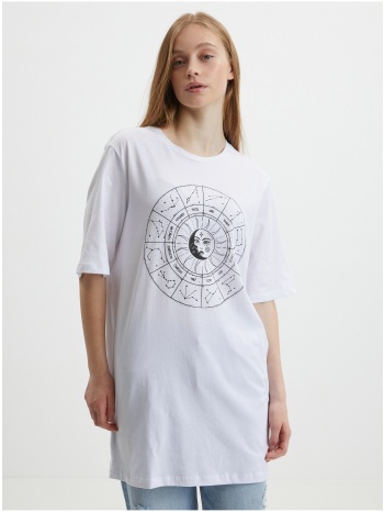 white womens extended oversize t-shirt noisy may zodiac  σε προσφορά