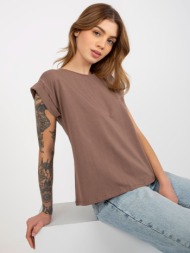 cotton women`s basic t-shirt revolution brown