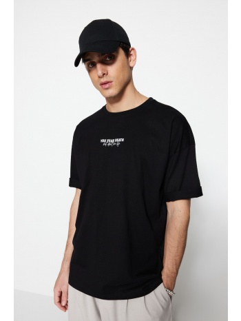 trendyol t-shirt - black - oversize σε προσφορά