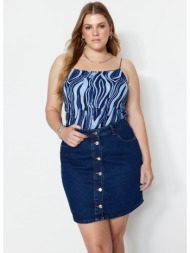 trendyol curve plus size blouse - blue - fitted