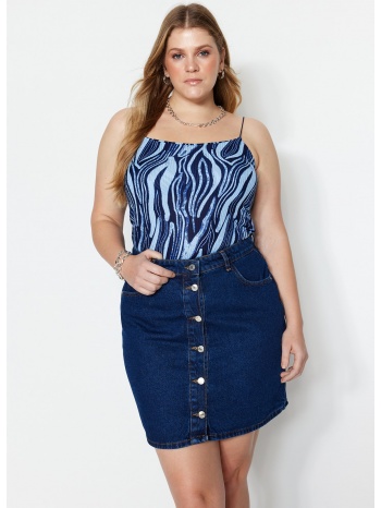 trendyol curve plus size blouse - blue - fitted σε προσφορά