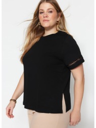 trendyol curve plus size t-shirt - black - regular fit