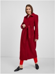 burgundy women`s winter coat with wool orsay - ladies