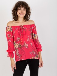lady`s blouse with flowers - coral
