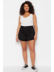 trendyol curve plus size shorts & bermuda - black - high waist