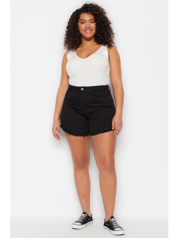 trendyol curve plus size shorts & bermuda - black - high σε προσφορά