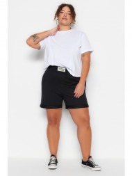trendyol curve plus size shorts & bermuda - black - high waist