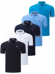 five-set t8594 dewberry mens t-shirt-black-white-navy-dark blue-light blue