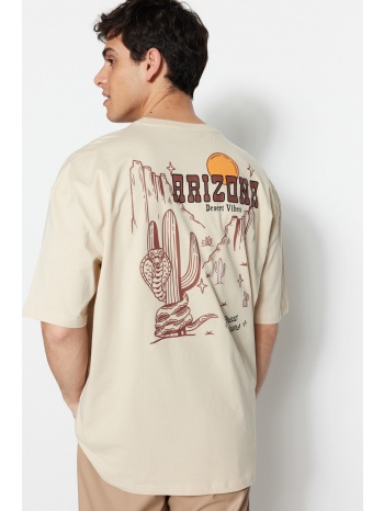 trendyol t-shirt - beige - oversize σε προσφορά