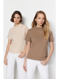 trendyol t-shirt - beige - regular fit