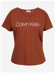 calvin klein t-shirt core logo open neck - women