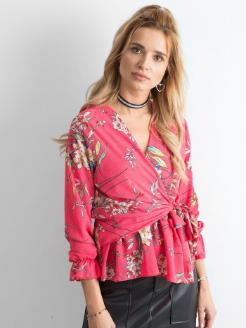 pink floral blouse with tie σε προσφορά