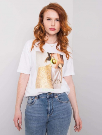 women`s white t-shirt with print and application σε προσφορά