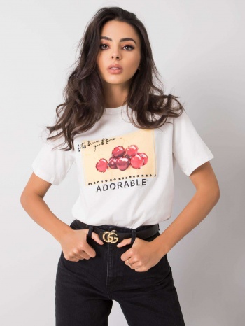 women`s white t-shirt with print and patches σε προσφορά