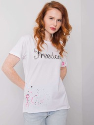 women`s white t-shirt with inscription