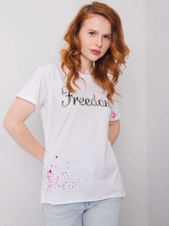 women`s white t-shirt with inscription σε προσφορά