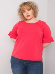 coral blouse plus sizes with decorative sleeves