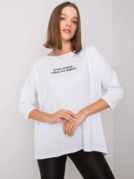 lady`s white blouse with inscription