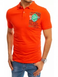 coral polo t-shirt with dstreet print