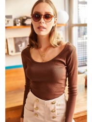 olalook women`s bitter brown wide collar camisole blouse