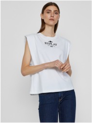 white women`s t-shirt with replay print - women