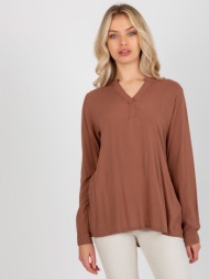 brown women`s blouse of loose cut from viscose sublevel