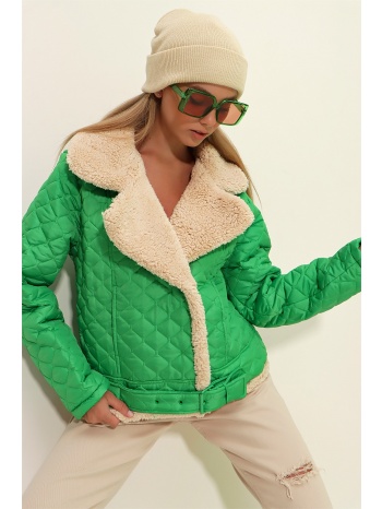 trend alaçatı stili winter jacket - green - biker jackets σε προσφορά