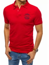 κόκκινο ανδρικό μπλουζάκι πόλο με κέντημα dstreet
