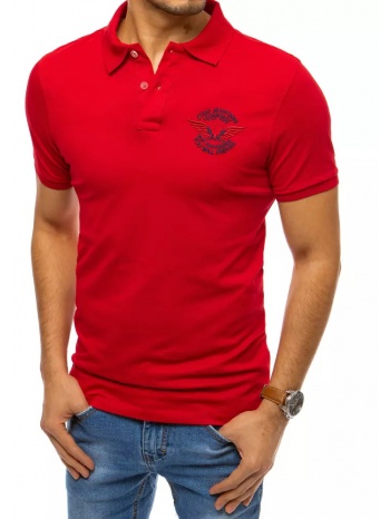 κόκκινο ανδρικό μπλουζάκι πόλο με κέντημα dstreet σε προσφορά
