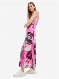 ροζ γυναίκες μοτίβα maxi-φορέματα desigual cretona - γυναικεία