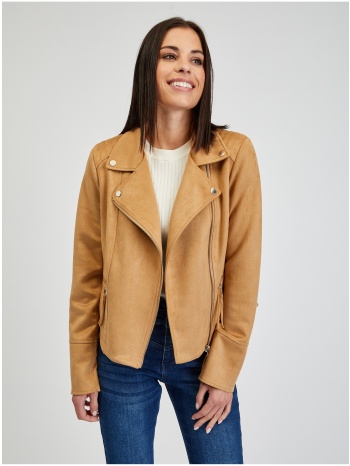 orsay light brown women`s crooked jacket in suede finish σε προσφορά