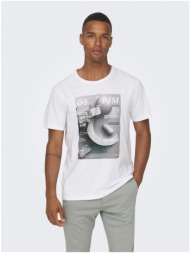 λευκό ανδρικό t-shirt only &; sons todd - ανδρικά