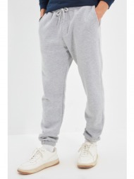 trendyol men`s gray men`s regular/normal fit pants with elasticated joggers, the inner part is soft 