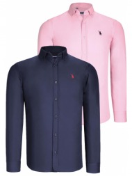 dual set g725 dewberry ανδρικο πουκαμισο-navy μπλε-ροζ