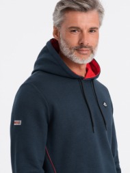 ombre men`s hoodie with zippered pocket - navy blue