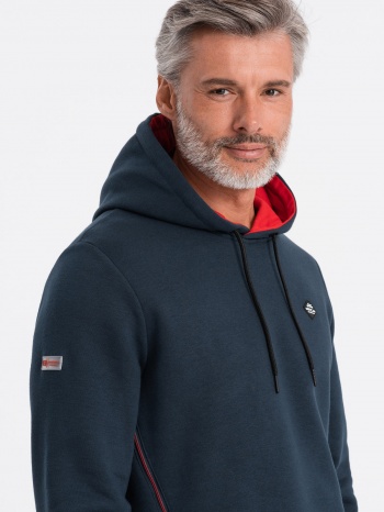 ombre men`s hoodie with zippered pocket - navy blue σε προσφορά