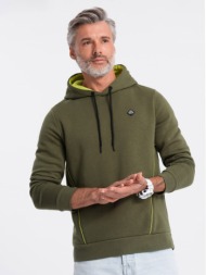 ombre men`s hoodie with zippered pocket - olive