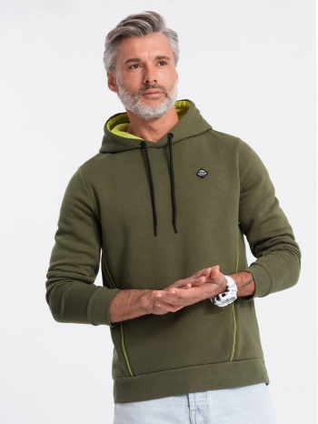 ombre men`s hoodie with zippered pocket - olive σε προσφορά