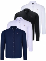 quad set g674 dewberry ανδρικο πουκαμισο-μαυρο-λευκο-navy μπλε-λιλακ