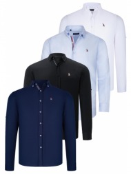quad set g674 dewberry ανδρικο πουκαμισο-μαυρο-λευκο-navy blue-light blue