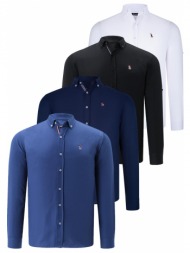 quad set g674 dewberry ανδρικο πουκαμισο-μαυρο-λευκο-navy blue-indigo