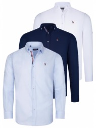 τριπλο σετ g674 dewberry ανδρικο πουκαμισο-navy μπλε-λευκο-γαλάζιο