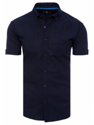 dstreet ανδρικό σκούρο μπλε κοντομάνικο πουκάμισο