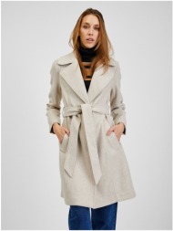 orsay beige γυναικείο χειμωνιάτικο παλτό με λουράκι - γυναικεία