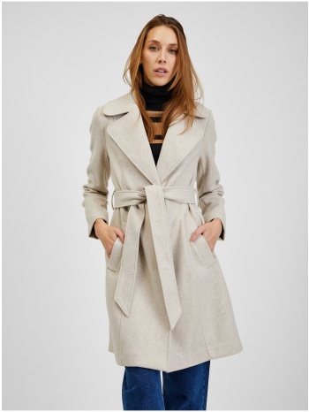 orsay beige γυναικείο χειμωνιάτικο παλτό με λουράκι  σε προσφορά