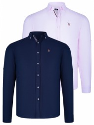 dual set g674 dewberry ανδρικο πουκαμισο-navy μπλε-ροζ
