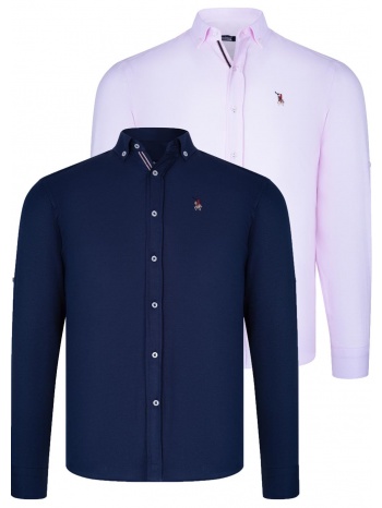 dual set g674 dewberry ανδρικο πουκαμισο-navy μπλε-ροζ σε προσφορά