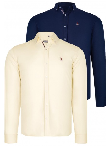 dual set g674 dewberry ανδρικο πουκαμισο-navy μπλε-κιτρινο σε προσφορά